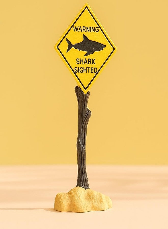 VAYINATO® Shark-Sighted Warning Sign Decoration for Aquariums, Fish Tanks, Ponds & Bathtubs | Miniature Marine Landscape Decor | Realistic Nautical Theme, Durable Resin - Image 1
